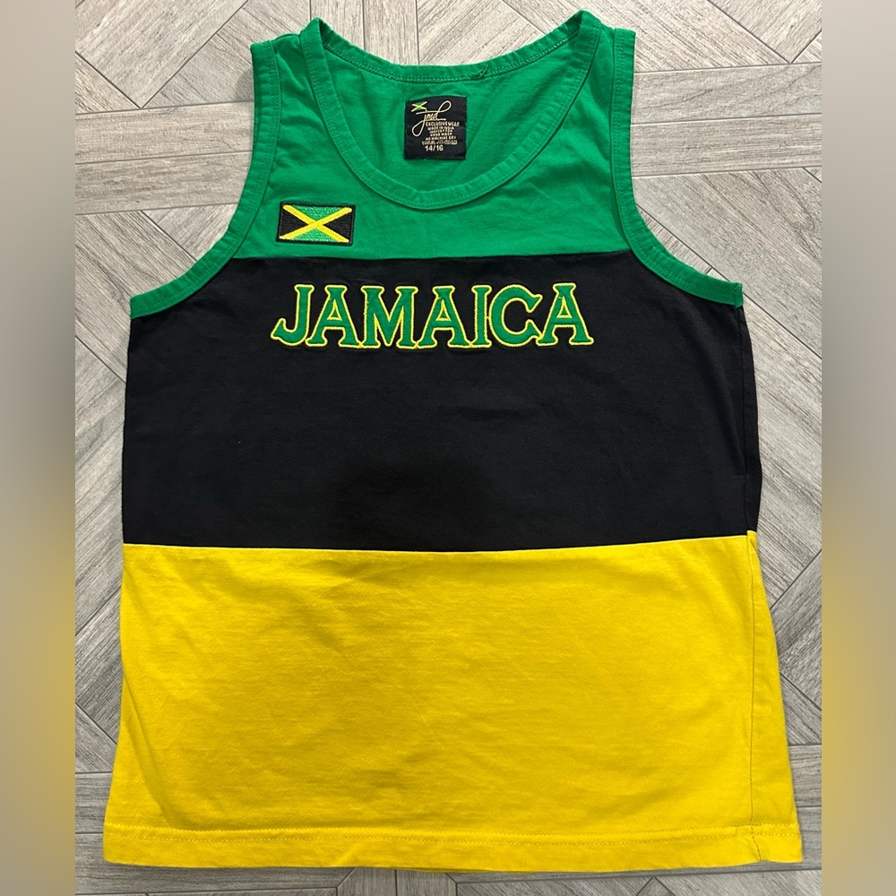 Vibrant Jamaica Kids Tank Top - Green, Black, Yellow